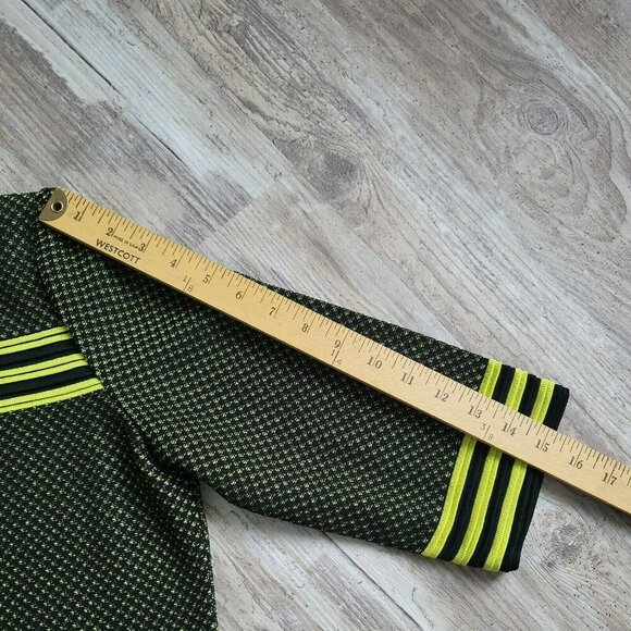 Ming Wang Zip Front Cardigan Jacket Black Green Trim Knit 3/4 Sleeve Petite M - Picture 10 of 12